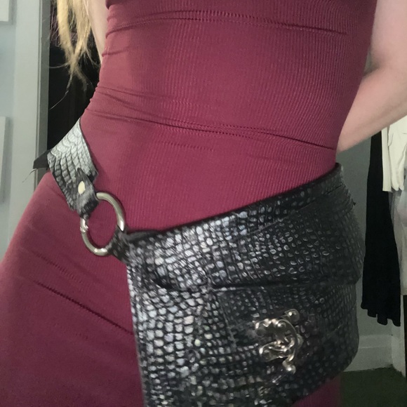 Handbags - One of a kind, hand made black bag/belt bag/clutch.